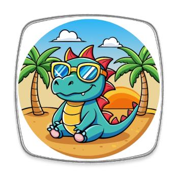 Dragon Funny Cartoon Summer Beach Sunglasses - Square fridge magnet - white - Front