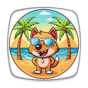 Dog Funny Cartoon Summer Beach Sunglasses - Square fridge magnet - white - Front