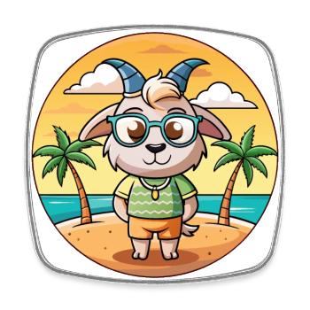 Lunettes de soleil de plage d’été de dessin animé drôle de chèvre - Magnet carré - blanc - Devant