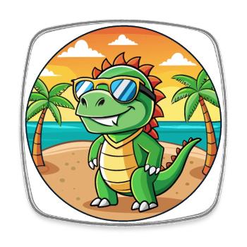 Iguane Lunettes de soleil de plage d’été de dessin animé drôle - Magnet carré - blanc - Devant