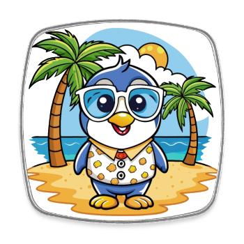 Penguin Funny Cartoon Summer Beach Sunglasses - Square fridge magnet - white - Front