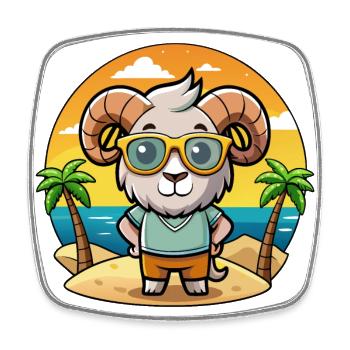 Ram Lustige Cartoon Sommer Strand Sonnenbrille - Viereckiger Kühlschrankmagnet - Weiß - Vorne