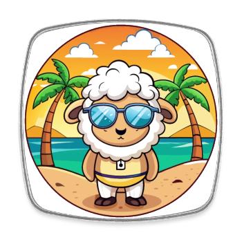 Schaf Lustige Cartoon Sommer Strand Sonnenbrille - Viereckiger Kühlschrankmagnet - Weiß - Vorne