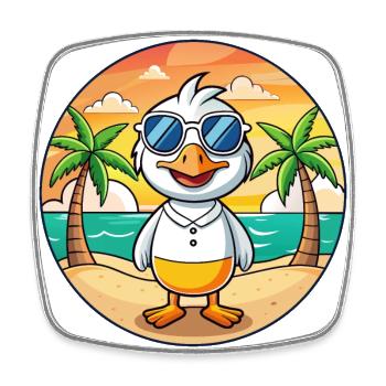 Gans Lustige Cartoon Sommer Strand Sonnenbrille - Viereckiger Kühlschrankmagnet - Weiß - Vorne