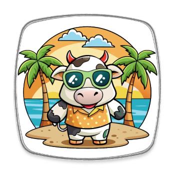 Cow Funny Cartoon Summer Beach Sunglasses - Square fridge magnet - white - Front