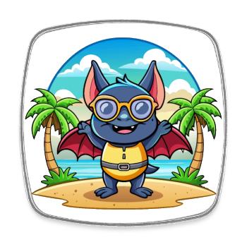 Fledermaus Lustige Cartoon Sommer Strand Sonnenbrille - Viereckiger Kühlschrankmagnet - Weiß - Vorne