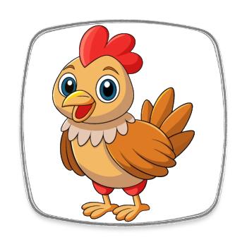 Huhn Niedliches Maskottchen Zeichentrickfigur Kawaii - Viereckiger Kühlschrankmagnet - Weiß - Vorne