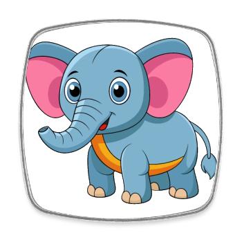 Elephant Cute Mascot Cartoon Character Kawaii - Square fridge magnet - white - Front