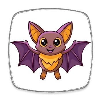 Chauve-souris mignonne mascotte personnage de dessin animé Kawaii - Magnet carré - blanc - Devant