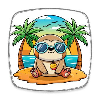 Faultier Lustige Cartoon Sommer Strand Sonnenbrille - Viereckiger Kühlschrankmagnet - Weiß - Vorne