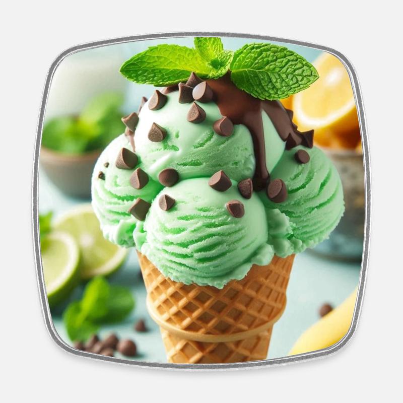 Mint ice cream - Square fridge magnet - white