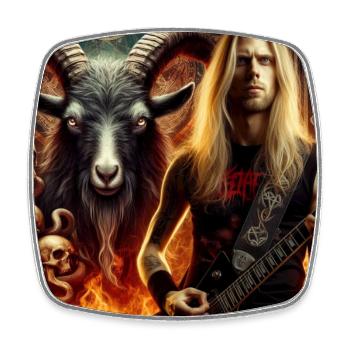 Guitariste infernal - Magnet carré - blanc - Devant