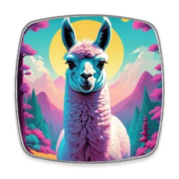 Lama - Viereckiger Kühlschrankmagnet - Weiß - Vorne