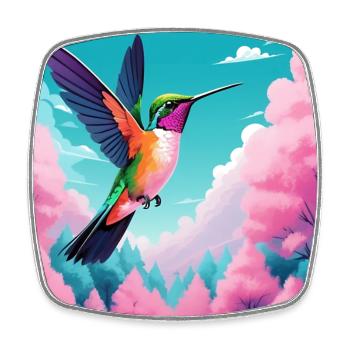 Hummingbird - Square fridge magnet - white - Front