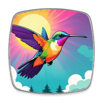 Hummingbird - Square fridge magnet - white - Front