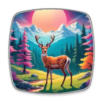 Deer in clearing - Square fridge magnet - white - Front