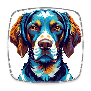 Ariège pointeur chien race coloré dessin animé kawaii - Magnet carré - blanc - Devant
