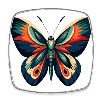 papillon personnage de dessin animé animal de compagnie coloré - Magnet carré - blanc - Devant