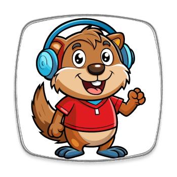marmotte drôle dessin animé personnage casque musique - Magnet carré - blanc - Devant
