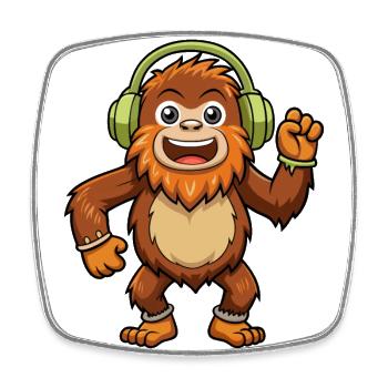 Big Foot Funny Cartoon Character Headphone Music - Square fridge magnet - white - Front