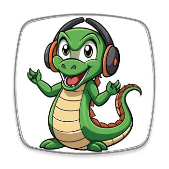 Anaconda Funny Cartoon Character Headphone Music - Square fridge magnet - white - Front