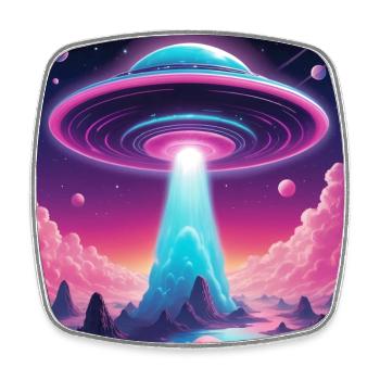 UFO in the mountains - Square fridge magnet - white - Front