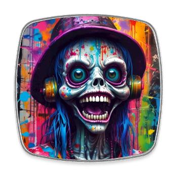 Cool skull in graffiti style - Square fridge magnet - white - Front