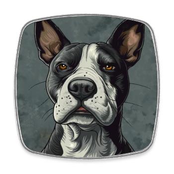 Bull terrier - Magnet carré - blanc - Devant