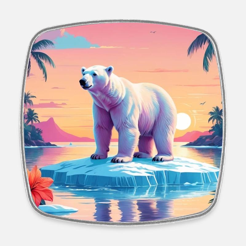 Ours blanc - Magnet carré - blanc