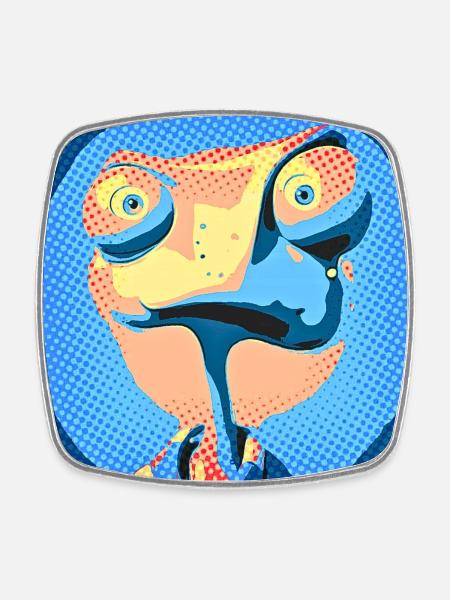 Pop Art Chameleon in Neon Colors - Square fridge magnet - white