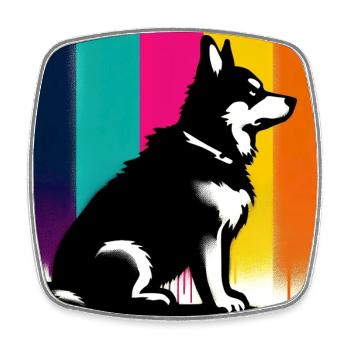 Chien - Magnet carré - blanc - Devant