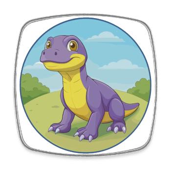 Komodo Dragon Cute Kawaii Cartoon Clipart Animal - Square fridge magnet - white - Front