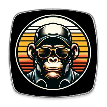 Chimpanzé cool avec lunettes de soleil et casquette de baseball - Magnet carré - blanc - Devant