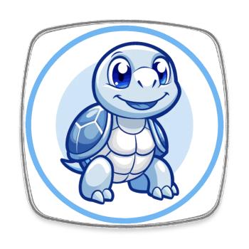 Schildkröte Blau Kawaii Cartoon Figur Clipart Haustier - Viereckiger Kühlschrankmagnet - Weiß - Vorne