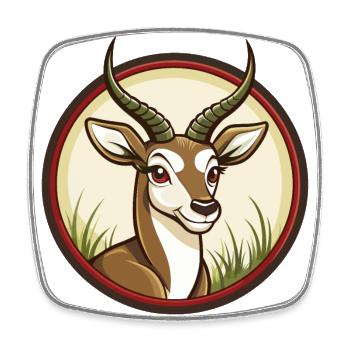 Impala Bunte Kawaii Cartoon Figur Clipart - Viereckiger Kühlschrankmagnet - Weiß - Vorne