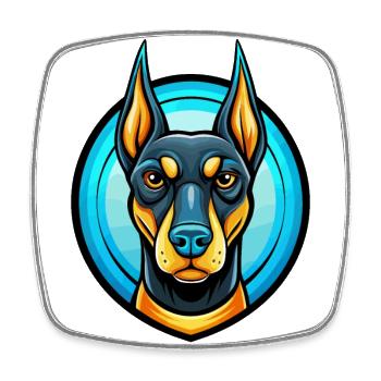 German Pinscher Dog Colorful Kawaii Cartoon Animal - Square fridge magnet - white - Front