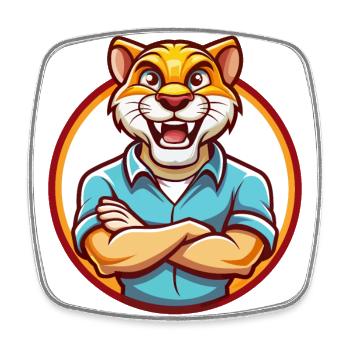 Cougar Funny Kawaii Cartoon Clipart Animal Pet - Square fridge magnet - white - Front