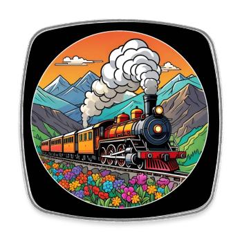 Nostalgique Train Ferroviaire Fumant Locomotive - Magnet carré - blanc - Devant