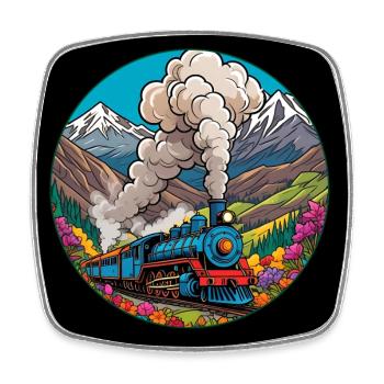 Nostalgic Railway Train Smoking Locomotive - Square fridge magnet - white - Front