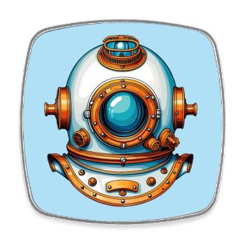 Dekorativer nostalgischer Taucherhelm - Viereckiger Kühlschrankmagnet - Weiß - Vorne