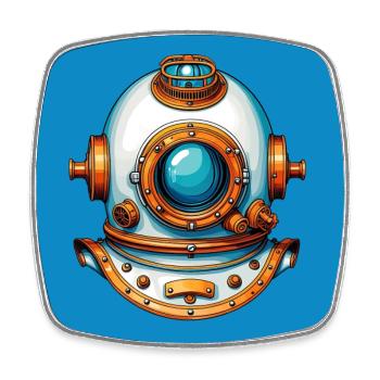 Dekorativer nostalgischer Taucherhelm - Viereckiger Kühlschrankmagnet - Weiß - Vorne