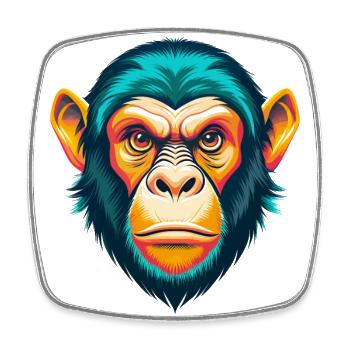 Affe Niedlich Kawaii Cartoon Clipart Tier Gesicht - Viereckiger Kühlschrankmagnet - Weiß - Vorne