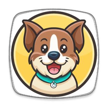 chien kawaii dessin animé personnage animal animal visage - Magnet carré - blanc - Devant