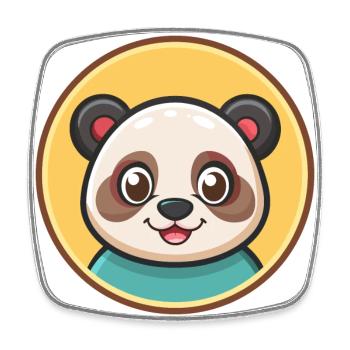 Panda Kawaii Dessin animé Personnage Animal Animal Visage - Magnet carré - blanc - Devant