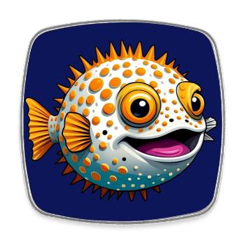 Drôle de poisson-globe rieur - Magnet carré - blanc - Devant