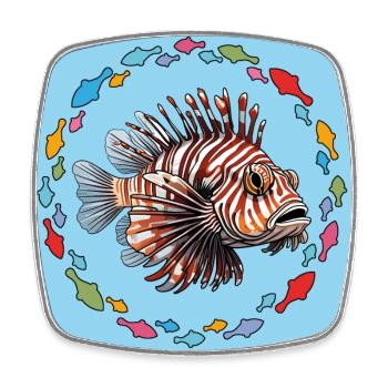Rotfeuerfisch Korallenfisch im bunten Fischekreis - Viereckiger Kühlschrankmagnet - Weiß - Vorne