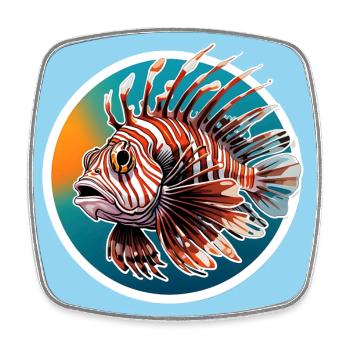 Farbenprächtiger Rotfeuerfisch Korallenfisch - Viereckiger Kühlschrankmagnet - Weiß - Vorne