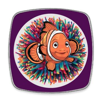 laughing clownfish and sea anemone - Square fridge magnet - white - Front