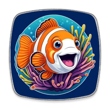 laughing clownfish and sea anemone - Square fridge magnet - white - Front