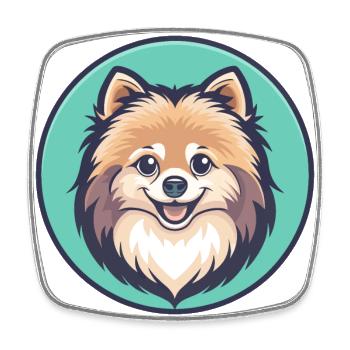 Pommersche Deutsche Spitz Hunderasse Karikatur Kawaii - Viereckiger Kühlschrankmagnet - Weiß - Vorne